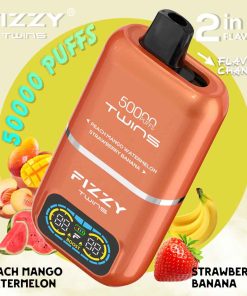 Fizzy Twins 50K Puffs Dual Flavors Vape jetable Wholesale peach mango