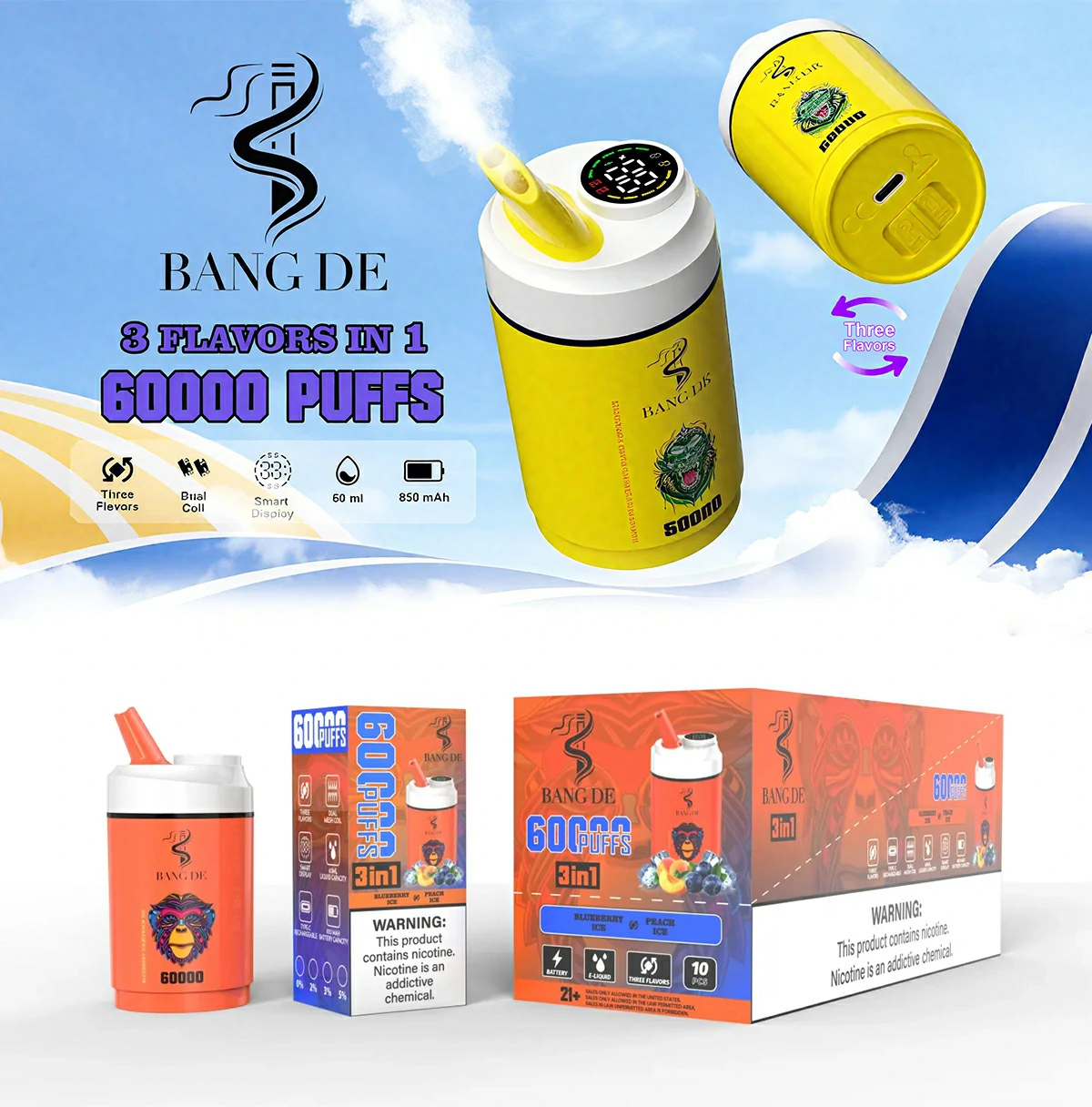 Bang De 60000 Puff 3 in 1 Einweg Vape Bang De 60000 Puff 3 in 1 Einweg Vape